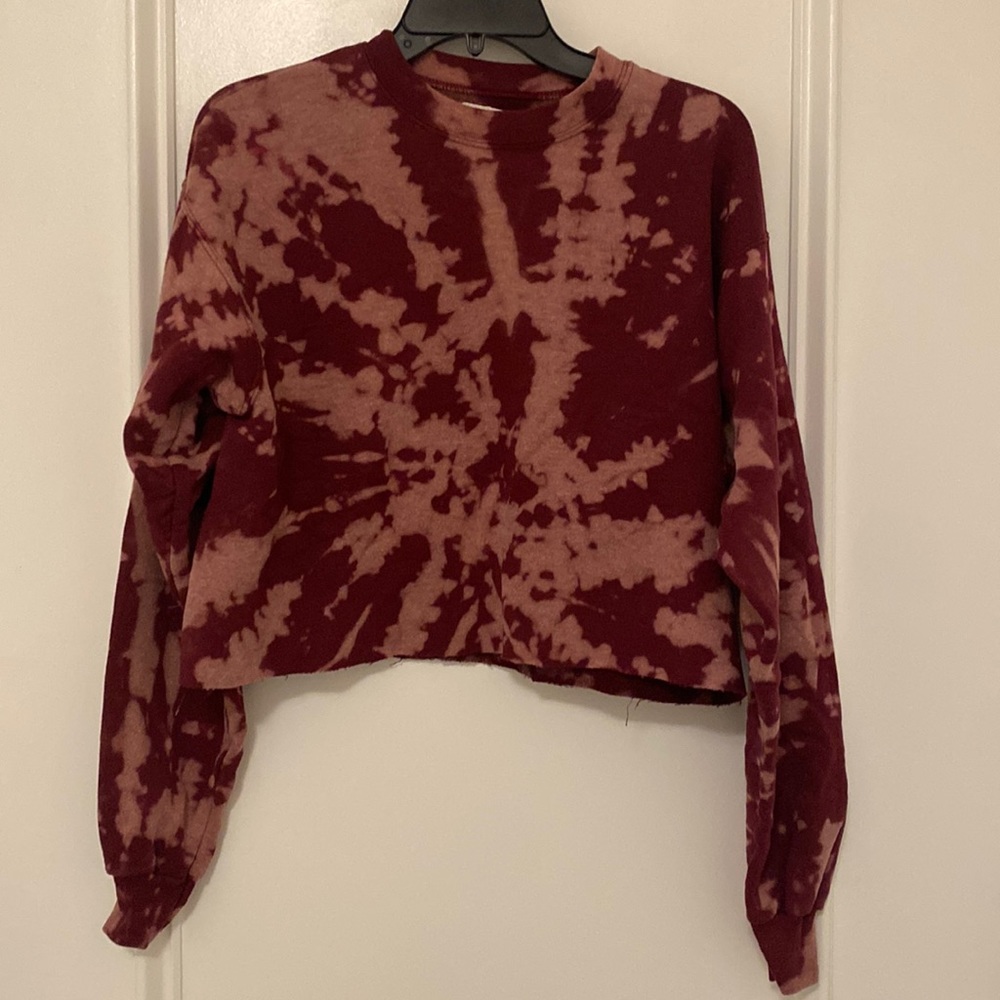 BFFs & Babes | Burgundy Tie Dye Cropped Sweater